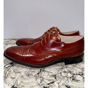 Giovanni Brogue Mens Dress Shoes Lace-Up Wingtip HAND MADE Genuine Leather Sz 9